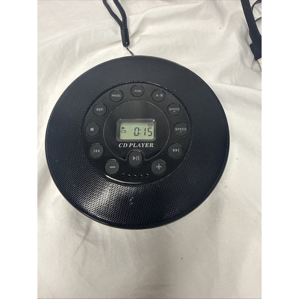 Portable Bluetooth USB Black Round Compact Disc Player Speaker Headphone Use